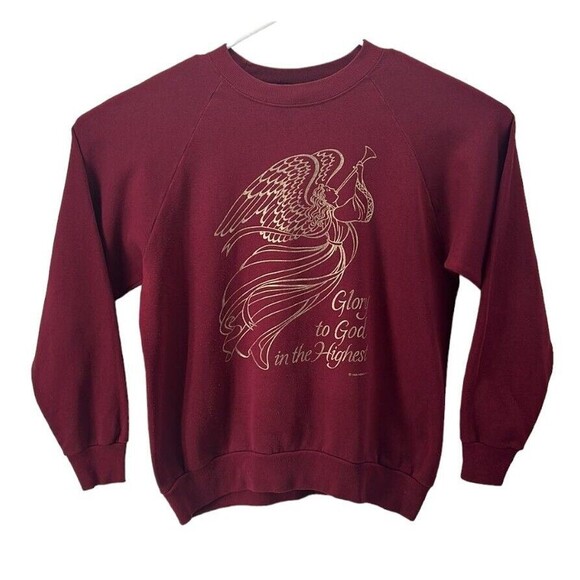 1995 Abbey Press Glory To God In The Highest Men's XL Maroon Sweatshirt Vtg - Picture 1 of 11
